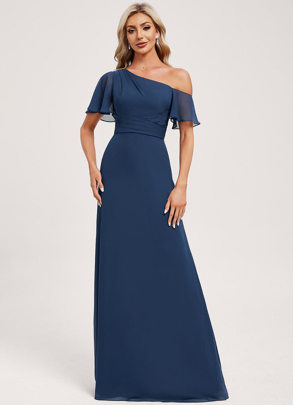 Robe Cérémonie Asymétrique Marine