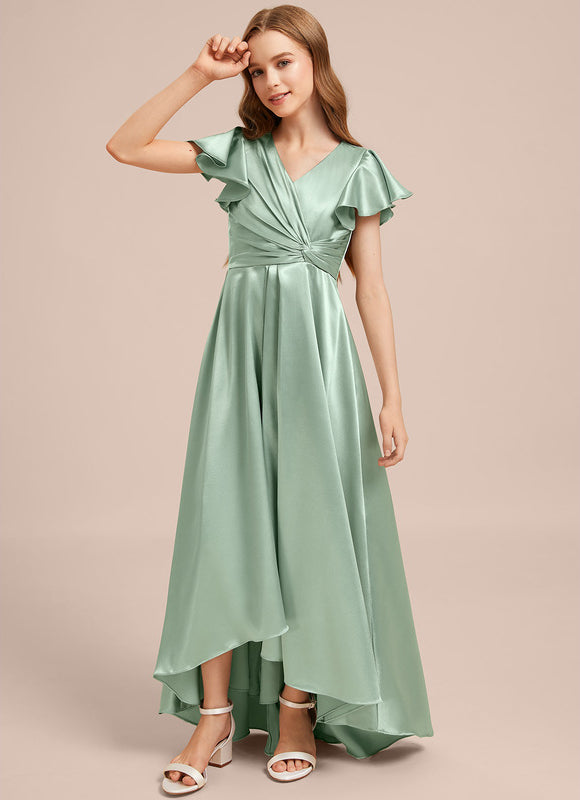 Robe Cérémonie Satin Bleu Ciel - gallery 2