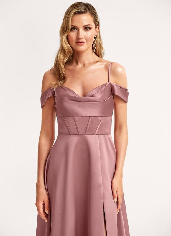 Robe Cérémonie Satin Mauve - gallery 3