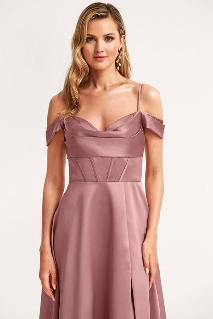 Robe Cérémonie Satin Mauve - gallery 3