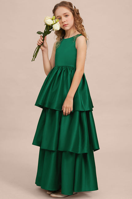 Robe Cérémonie Satin Vert Émeraude - gallery 2