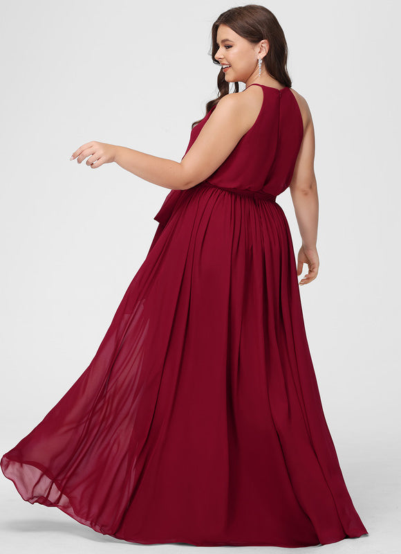 Robe Cérémonie Lilas Mousseline Col Rond - gallery 6