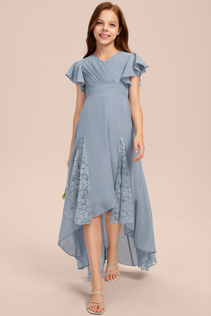 Robe Cérémonie Dentelle Col V Blanc