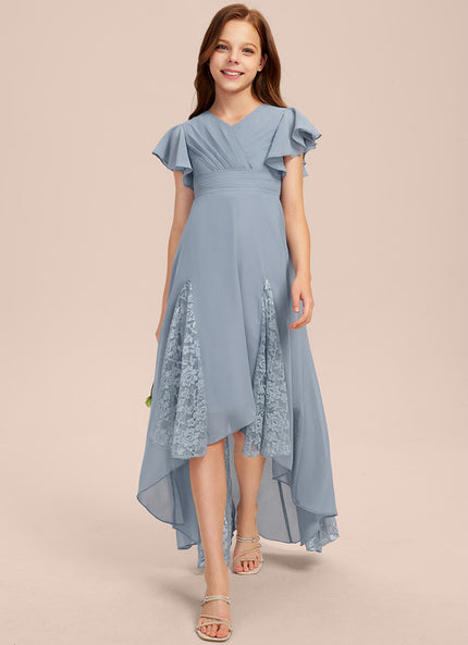 Robe Cérémonie Dentelle Col V Blanc