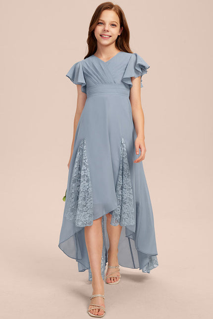 Robe Cérémonie Dentelle Col V Blanc