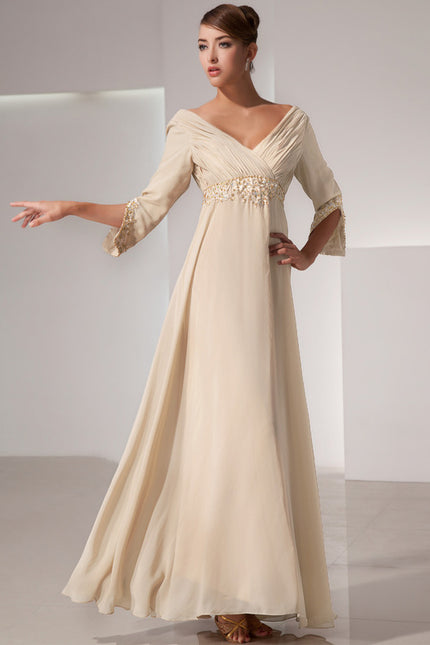 Robe Cérémonie Luxe Plissé Perlé