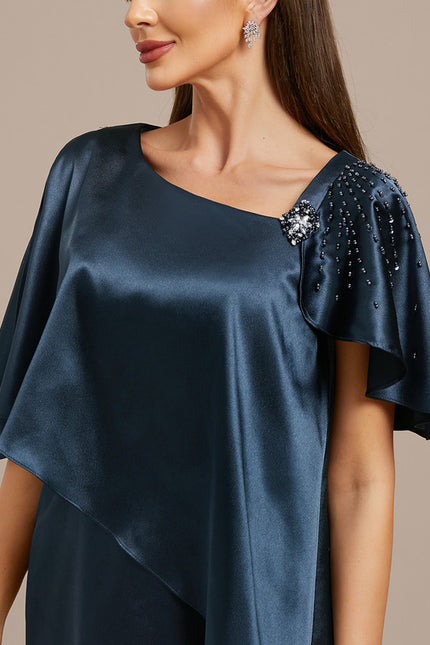 Robe Cérémonie Drapée Marine - gallery 6