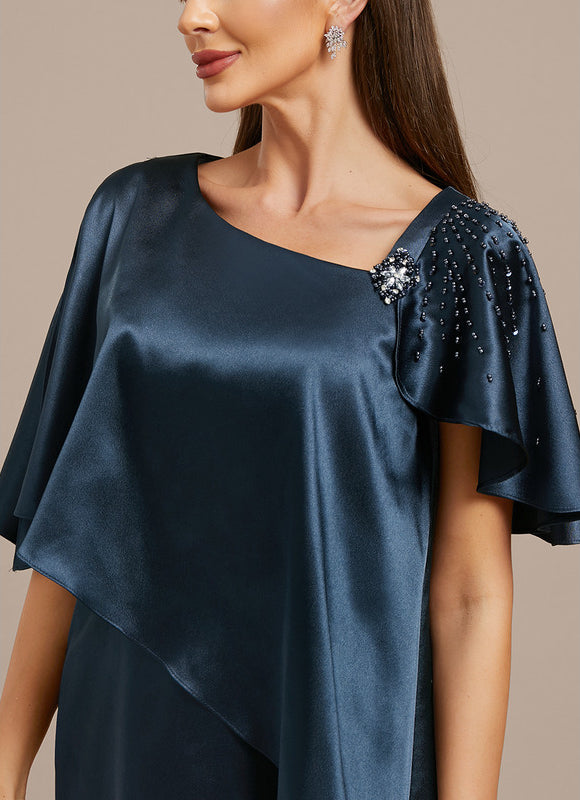 Robe Cérémonie Drapée Marine - gallery 6