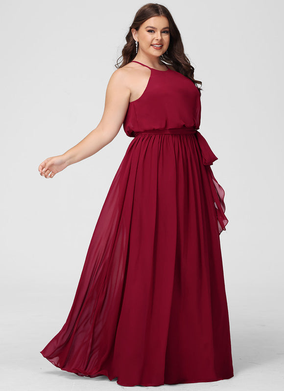 Robe Cérémonie Lilas Mousseline Col Rond - gallery 8