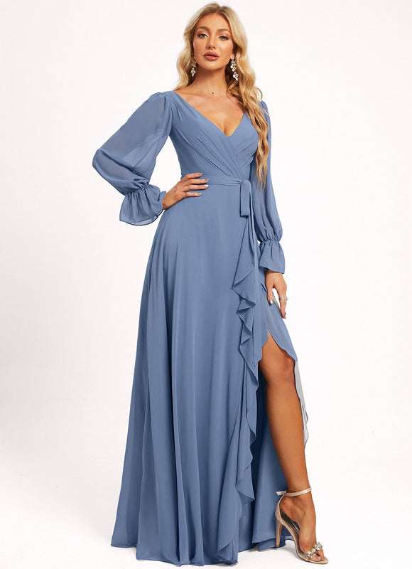 Robe Cérémonie Longue Volants Rose - gallery 3