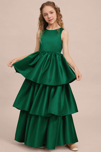 Robe Cérémonie Satin Vert Émeraude - gallery 1