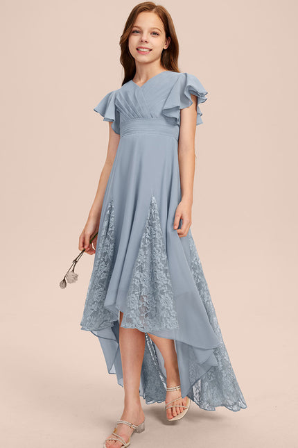 Robe Cérémonie Dentelle Col V Blanc - gallery 7