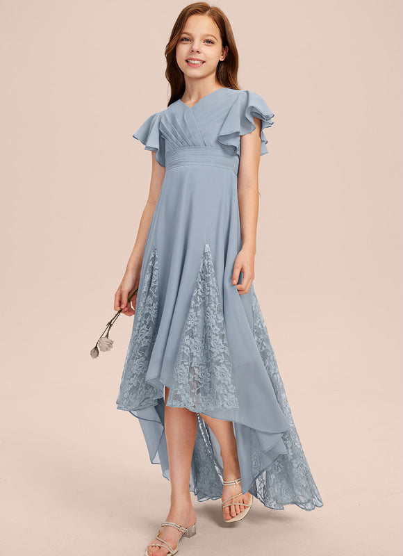 Robe Cérémonie Dentelle Col V Blanc - gallery 7