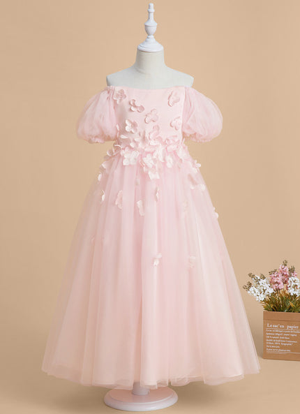 Robe Cérémonie Tulle Florale Rose