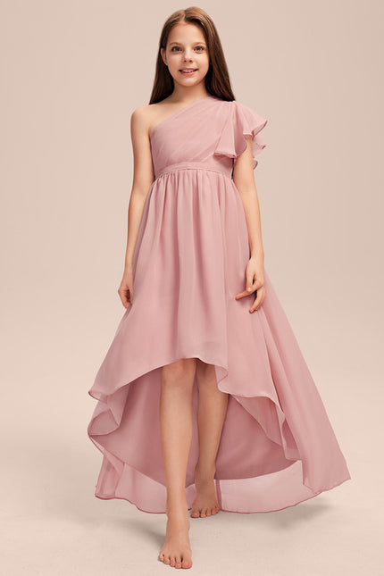 Robe Cérémonie Asymétrique Rose Pâle
