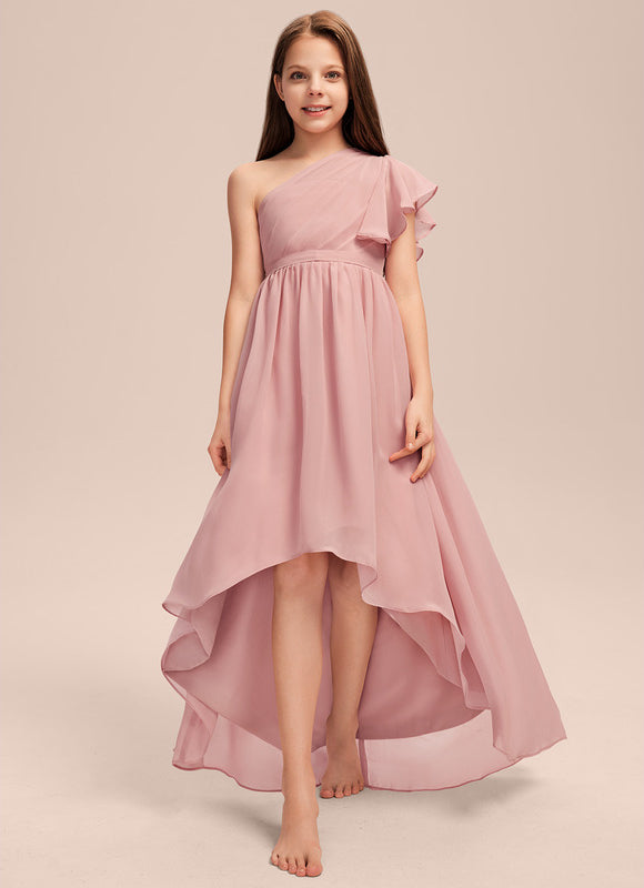 Robe Cérémonie Asymétrique Rose Pâle