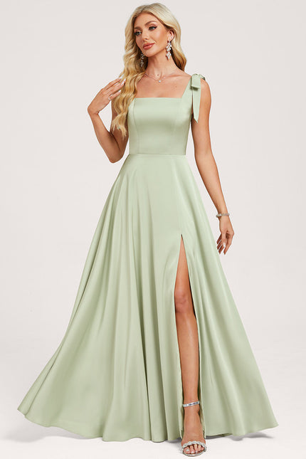 Robe Cérémonie Satin Vert Poudré