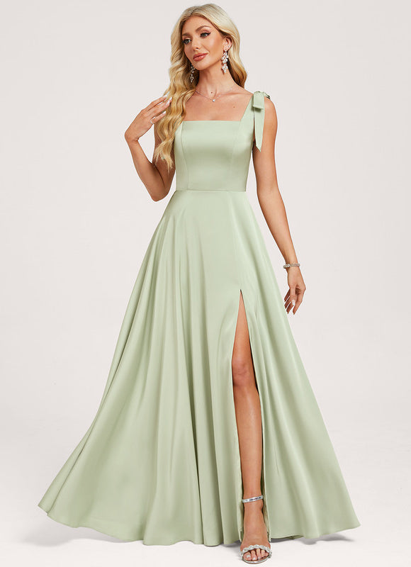 Robe Cérémonie Satin Vert Poudré
