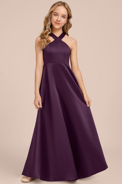 Robe Cérémonie Satin Prune - gallery 1
