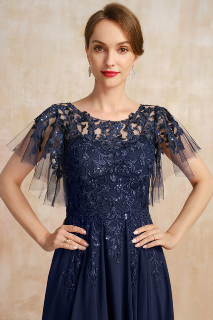 Robe Cérémonie En Dentelle Marine - gallery 1