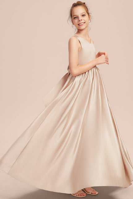 Robe Cérémonie Satin Longue Junior - gallery 7