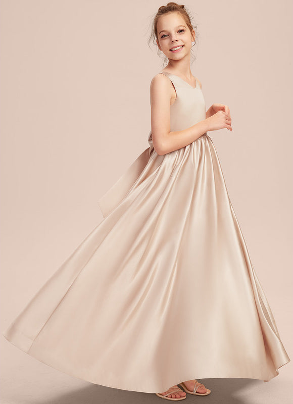 Robe Cérémonie Satin Longue Junior - gallery 7