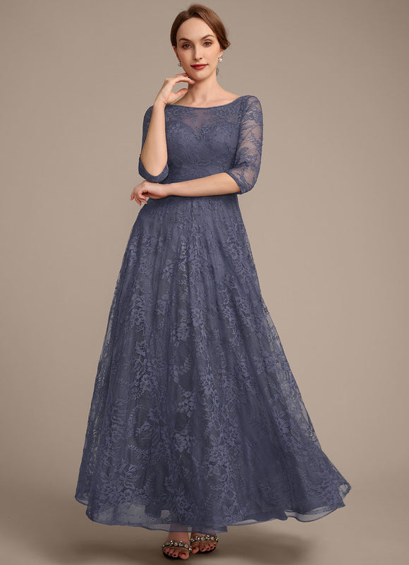 Robe Cérémonie Bleu Dentelle Élégante - gallery 2