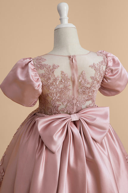 Robe Cérémonie Satin Rose Brodée - gallery 9
