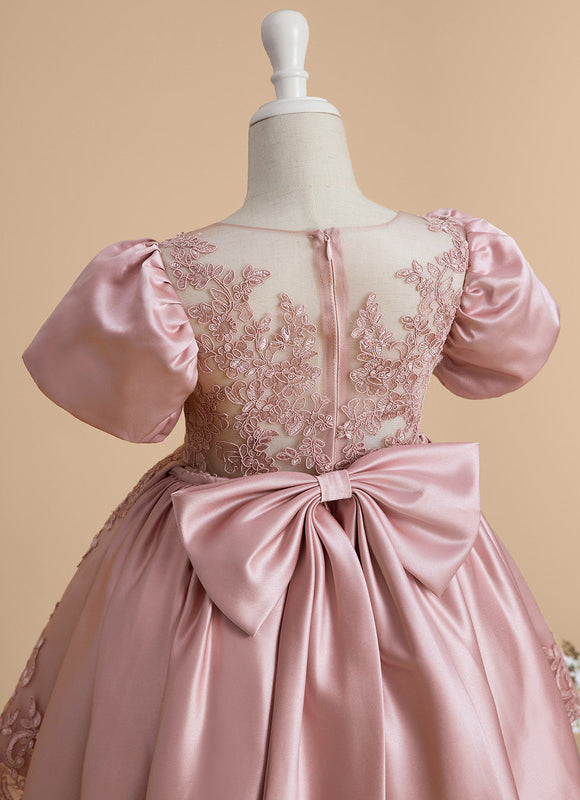 Robe Cérémonie Satin Rose Brodée - gallery 9