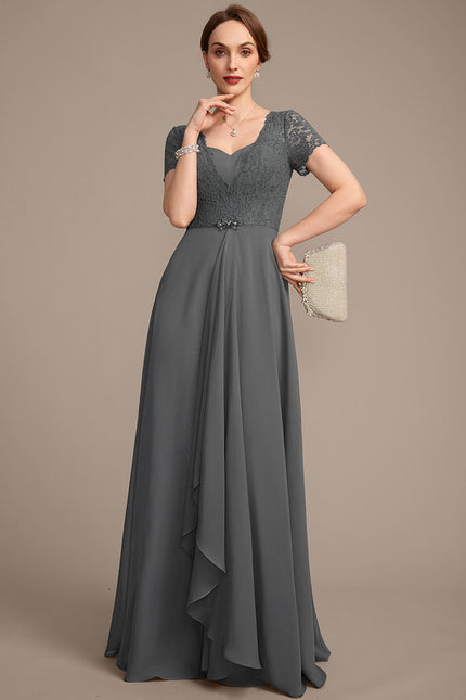 Robe Cérémonie Longue Grise Dentelle - gallery 2