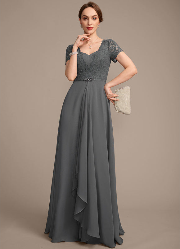 Robe Cérémonie Longue Grise Dentelle - gallery 2
