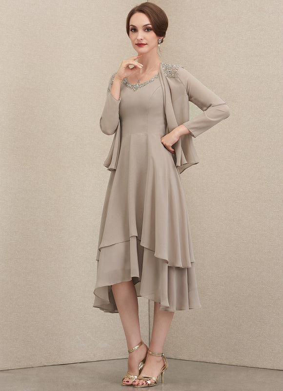 Robe Cérémonie Mousseline Taupe - gallery 2