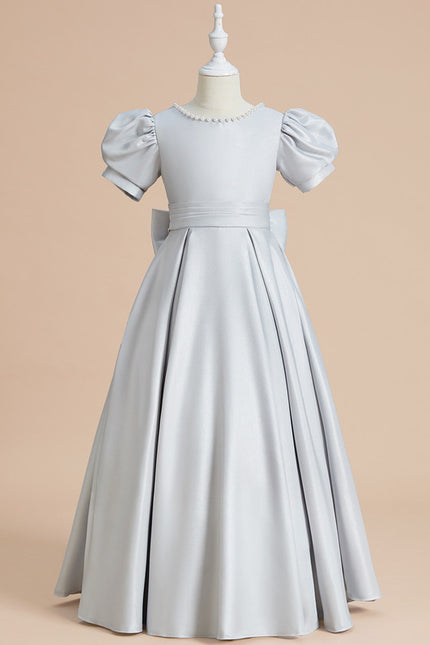 Robe Cérémonie Satinée Grise - gallery 1