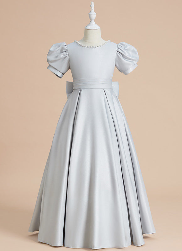 Robe Cérémonie Satinée Grise - gallery 1