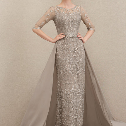 Robe Longue Ceremonie Beige