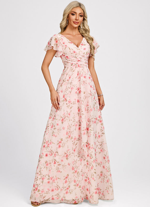 Robe Cérémonie Longue Volants Rose - gallery 2