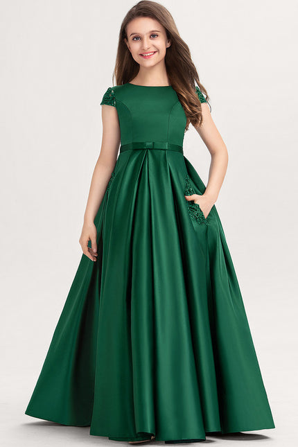Robe Cérémonie Satin Vert - gallery 3