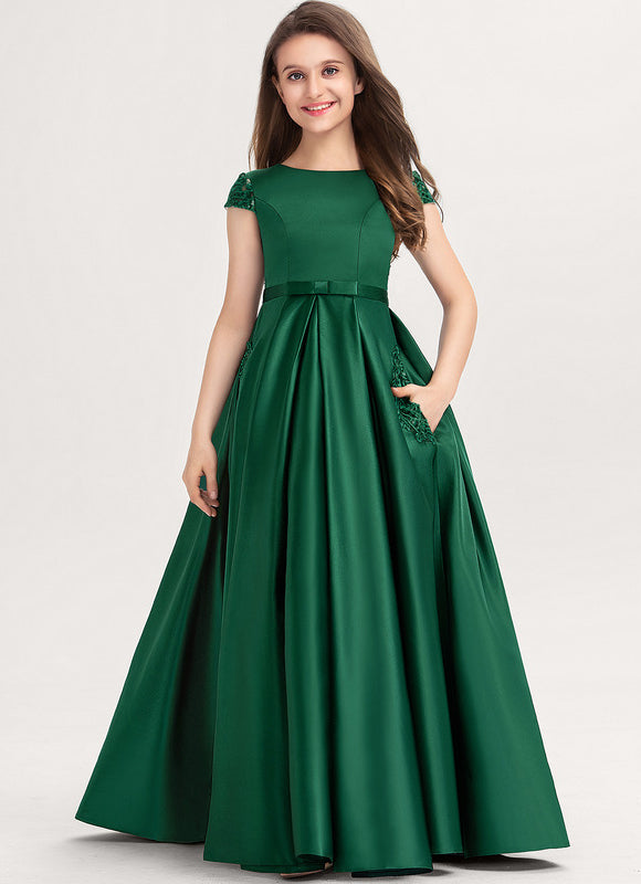Robe Cérémonie Satin Vert - gallery 3