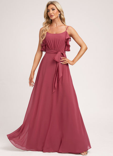 Robe Cérémonie Longue Volants Rose