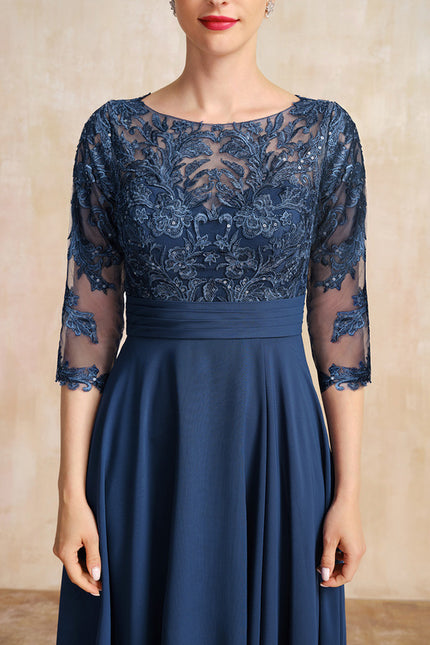 Robe Cérémonie En Dentelle Marine - gallery 8