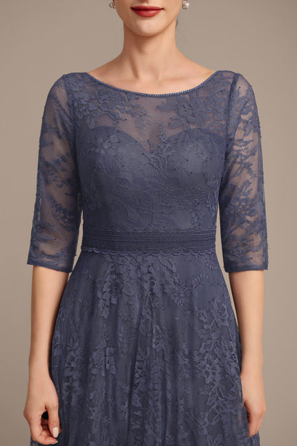Robe Cérémonie Bleu Dentelle Élégante - gallery 7