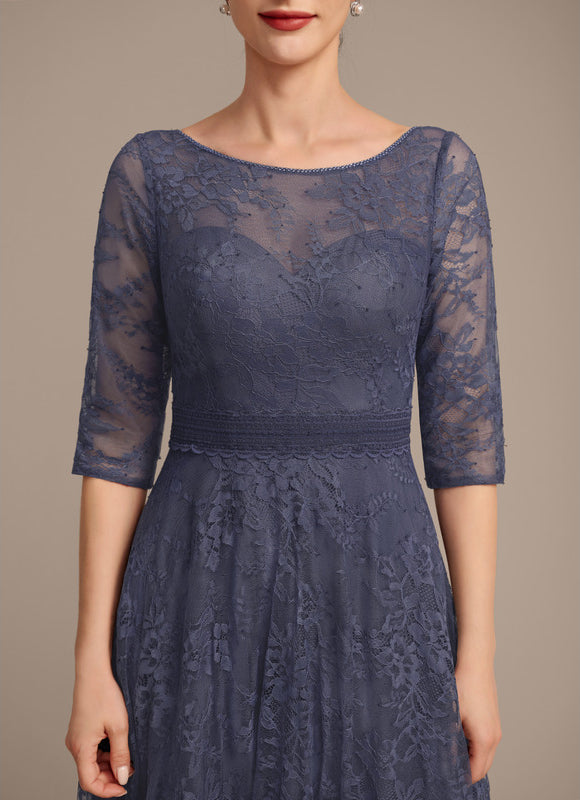 Robe Cérémonie Bleu Dentelle Élégante - gallery 7
