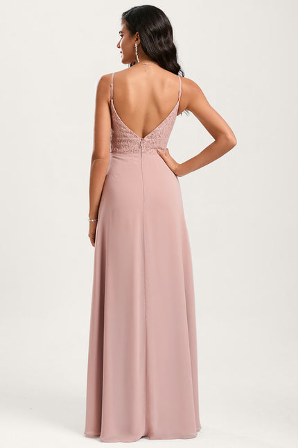 Robe Cérémonie Longue Rose Élégante - gallery 3