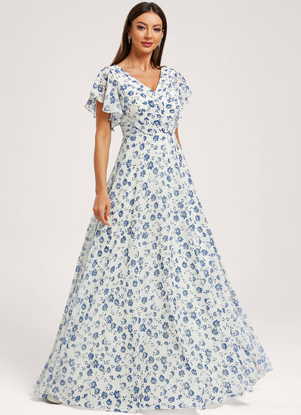 Robe Cérémonie Longue Volants Rose