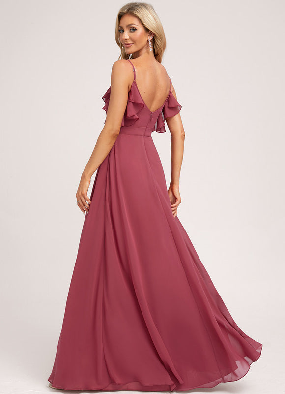 Robe Cérémonie Longue Volants Rose - gallery 2