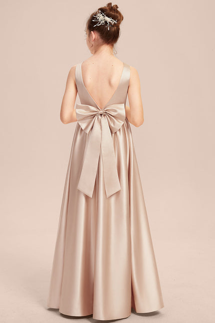 Robe Cérémonie Satin Longue Junior - gallery 3