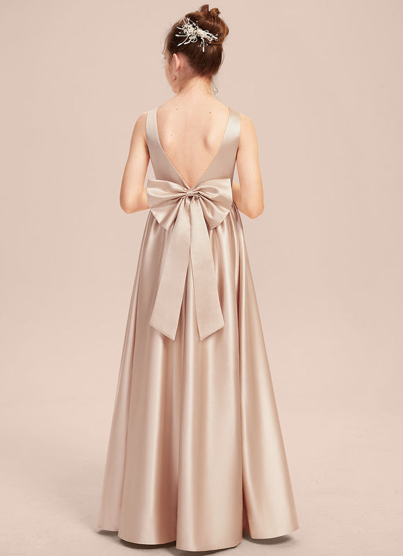 Robe Cérémonie Satin Longue Junior - gallery 3