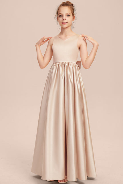 Robe Cérémonie Satin Longue Junior - gallery 5