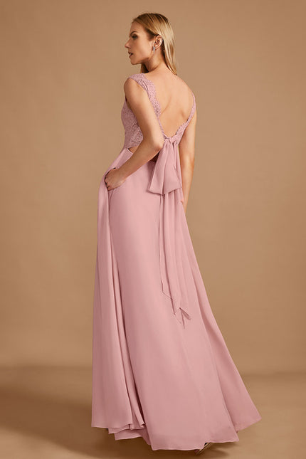 Robe Cérémonie Longue Rose Élégante - gallery 5