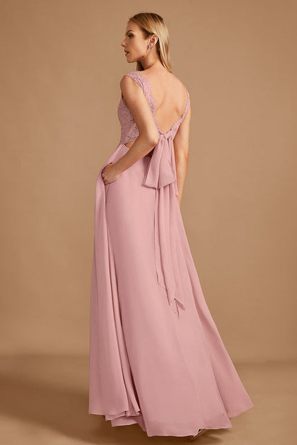 Robe Cérémonie Longue Rose Élégante - gallery 5